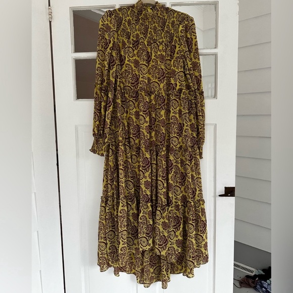 CINQ A SEPT SMOCKED LONG MAXI DRESS 8 M - Picture 2 of 4